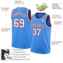 Load image into Gallery viewer, Custom Powder Blue White-Red Authentic Basketball Jersey