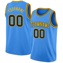 Load image into Gallery viewer, Custom Powder Blue Black-Gold Authentic Basketball Jersey