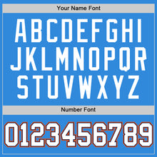 Load image into Gallery viewer, Custom Powder Blue White Navy Orange-Gold Authentic Basketball Jersey