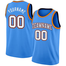 Load image into Gallery viewer, Custom Powder Blue White Navy Orange-Gold Authentic Basketball Jersey