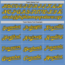 Load image into Gallery viewer, Custom Powder Blue Navy-Yellow Authentic Baseball Jersey