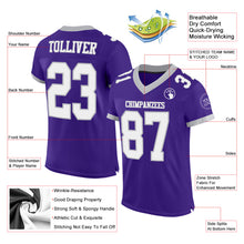 Load image into Gallery viewer, Custom Purple White-Gray Mesh Authentic Football Jersey