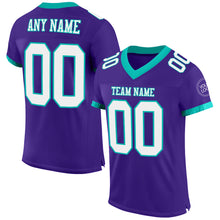Load image into Gallery viewer, Custom Purple White-Aqua Mesh Authentic Football Jersey