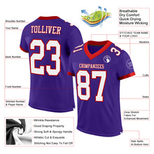 Load image into Gallery viewer, Custom Purple White-Red Mesh Authentic Football Jersey