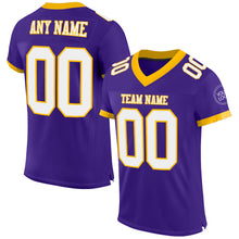 Load image into Gallery viewer, Custom Purple White-Gold Mesh Authentic Football Jersey
