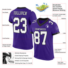 Load image into Gallery viewer, Custom Purple White-Black Mesh Authentic Football Jersey