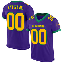 Load image into Gallery viewer, Custom Purple Gold-Kelly Green Mesh Authentic Football Jersey