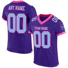 Load image into Gallery viewer, Custom Purple Light Blue-Pink Mesh Authentic Football Jersey
