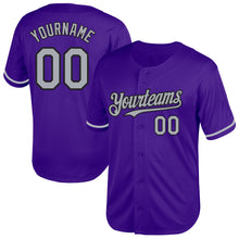 Load image into Gallery viewer, Custom Purple Gray-Black Mesh Authentic Throwback Baseball Jersey