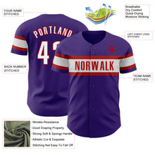 Load image into Gallery viewer, Custom Purple White-Red Authentic Baseball Jersey