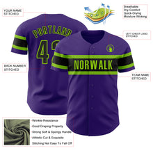 Load image into Gallery viewer, Custom Purple Black-Neon Green Authentic Baseball Jersey