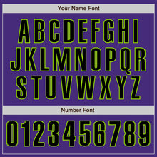 Load image into Gallery viewer, Custom Purple Black-Neon Green Authentic Baseball Jersey