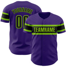 Load image into Gallery viewer, Custom Purple Black-Neon Green Authentic Baseball Jersey