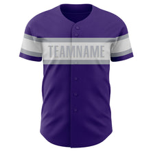 Load image into Gallery viewer, Custom Purple White-Gray Authentic Baseball Jersey
