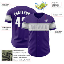 Load image into Gallery viewer, Custom Purple White-Gray Authentic Baseball Jersey
