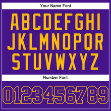 Load image into Gallery viewer, Custom Purple Gold Mesh Authentic Throwback Baseball Jersey