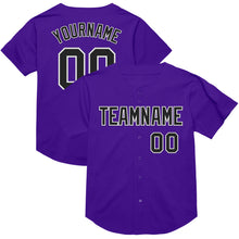 Load image into Gallery viewer, Custom Purple Black-White Mesh Authentic Throwback Baseball Jersey