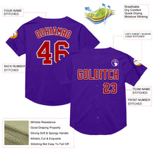 Load image into Gallery viewer, Custom Purple Red-White Mesh Authentic Throwback Baseball Jersey