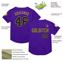Load image into Gallery viewer, Custom Purple Black-Old Gold Mesh Authentic Throwback Baseball Jersey