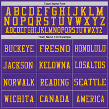 Load image into Gallery viewer, Custom Purple Gold Mesh Authentic Throwback Football Jersey