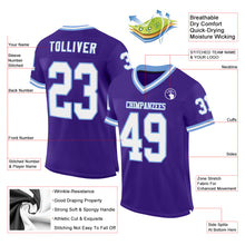 Load image into Gallery viewer, Custom Purple White-Light Blue Mesh Authentic Throwback Football Jersey