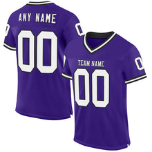 Load image into Gallery viewer, Custom Purple White-Black Mesh Authentic Throwback Football Jersey