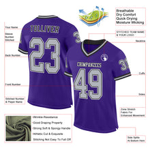 Load image into Gallery viewer, Custom Purple Gray-Black Mesh Authentic Throwback Football Jersey