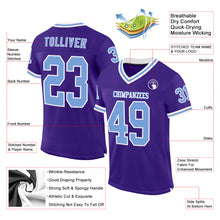 Load image into Gallery viewer, Custom Purple Light Blue-White Mesh Authentic Throwback Football Jersey