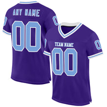 Load image into Gallery viewer, Custom Purple Light Blue-White Mesh Authentic Throwback Football Jersey