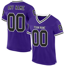 Load image into Gallery viewer, Custom Purple Black-White Mesh Authentic Throwback Football Jersey