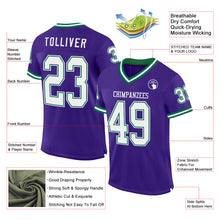 Load image into Gallery viewer, Custom Purple White-Kelly Green Mesh Authentic Throwback Football Jersey