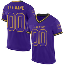 Load image into Gallery viewer, Custom Purple Old Gold-Black Mesh Authentic Throwback Football Jersey