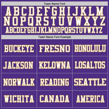 Load image into Gallery viewer, Custom Purple White-Old Gold Mesh Authentic Throwback Football Jersey