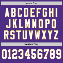 Load image into Gallery viewer, Custom Purple White-Old Gold Mesh Authentic Throwback Football Jersey