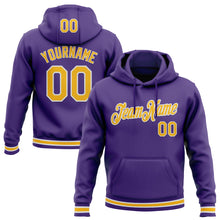 Load image into Gallery viewer, Custom Stitched Purple Gold-White Sports Pullover Sweatshirt Hoodie