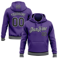 Load image into Gallery viewer, Custom Stitched Purple Black-Gray Sports Pullover Sweatshirt Hoodie