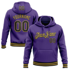 Load image into Gallery viewer, Custom Stitched Purple Black-Old Gold Sports Pullover Sweatshirt Hoodie