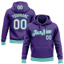 Load image into Gallery viewer, Custom Stitched Purple White-Aqua Sports Pullover Sweatshirt Hoodie