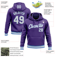 Load image into Gallery viewer, Custom Stitched Purple White-Light Blue Sports Pullover Sweatshirt Hoodie