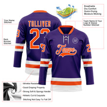 Load image into Gallery viewer, Custom Purple Orange-White Hockey Lace Neck Jersey