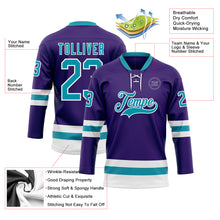 Load image into Gallery viewer, Custom Purple Teal-White Hockey Lace Neck Jersey