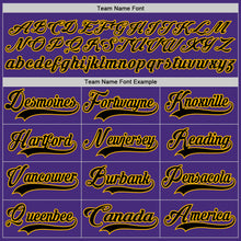 Load image into Gallery viewer, Custom Purple Black-Gold Hockey Lace Neck Jersey