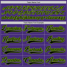 Load image into Gallery viewer, Custom Purple Black-Neon Green Hockey Lace Neck Jersey