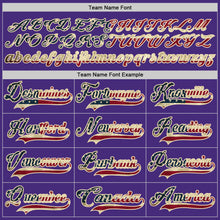 Load image into Gallery viewer, Custom Purple Vintage USA Flag Cream-Black Hockey Lace Neck Jersey