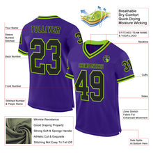 Load image into Gallery viewer, Custom Purple Black-Neon Green Mesh Authentic Throwback Football Jersey