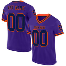 Load image into Gallery viewer, Custom Purple Navy-Orange Mesh Authentic Throwback Football Jersey