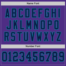 Load image into Gallery viewer, Custom Purple Navy-Teal Mesh Authentic Throwback Football Jersey