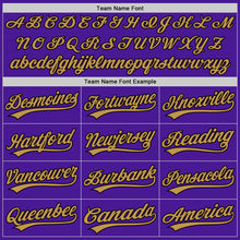 Load image into Gallery viewer, Custom Purple Black-Old Gold Authentic Throwback Baseball Jersey