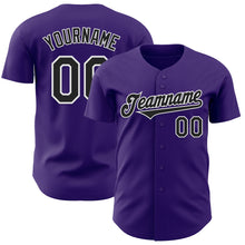 Load image into Gallery viewer, Custom Purple Black-White Authentic Baseball Jersey