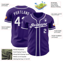 Load image into Gallery viewer, Custom Purple White Authentic Baseball Jersey